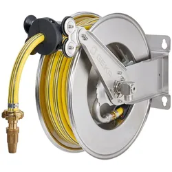 Geka, Gartenschlauch Aufbewahrung, Schlauchaufroller EA15SK,Edelstahl, inkl. 12,5m PVC-Schlauch 3/4" & Arm. (12.50 m)
