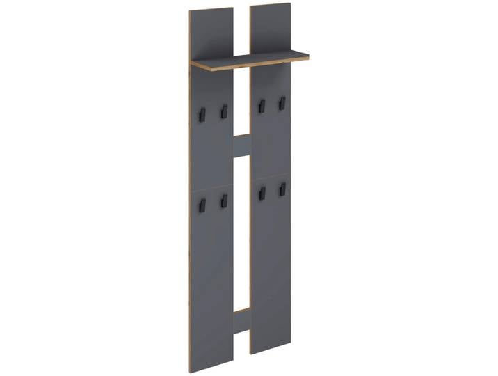 Mid.you Wandgarderobe, Anthrazit, Honigeiche, Holzwerkstoff, 57x170x20 cm, Hutablage, Garderobe, Garderobenpaneele, Wandgarderobe