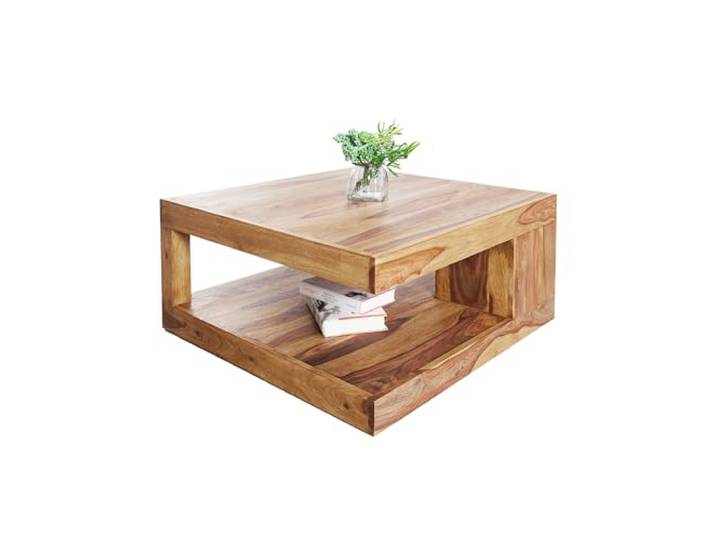 invicta INTERIOR Massiver Edelholz Couchtisch Giant Sheesham 80cm Stone Finish Tisch Beistelltisch