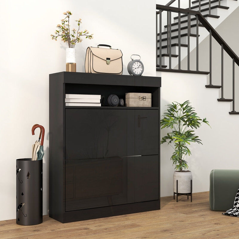 17 Stories 16 Pair Flip Down Shoe Storage Black 16