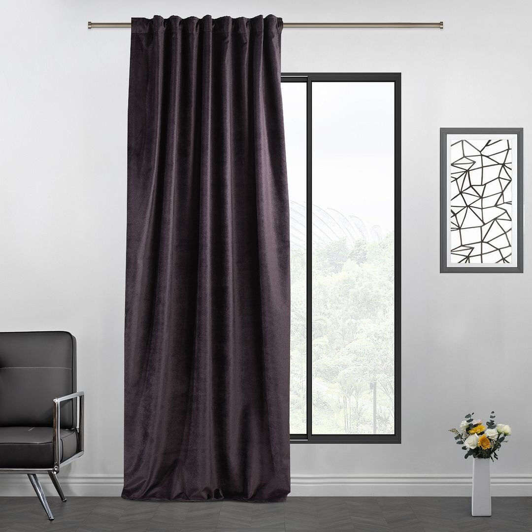 Lilijan Home & Curtain Extra Long & Extra Wide Matte Velvet Curtain Panel 25 DARK BYZANTIUM 130cm Width x 325cm Drop