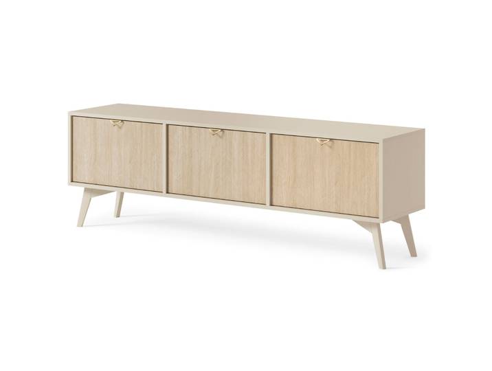 TV-Schrank Favoria 158 cm beige/Scandi Fischgrät mit goldenen