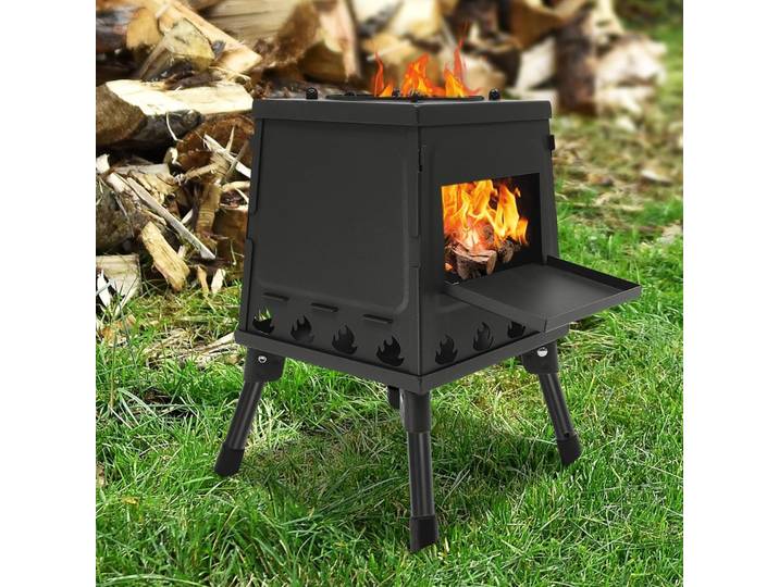 Poêle de tente avec tuyau, radiateurs de tente avec sac de transport et tige de carburant, poêle de patio de cheminée de jardin réglable, poêle à fusée