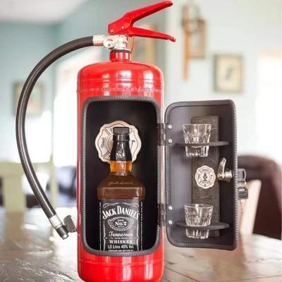 HomeDecorAndMore LLC Mini Fire Extinguisher Wine Box Mini Bar Unique Firefighter Gift & Home Decor style A