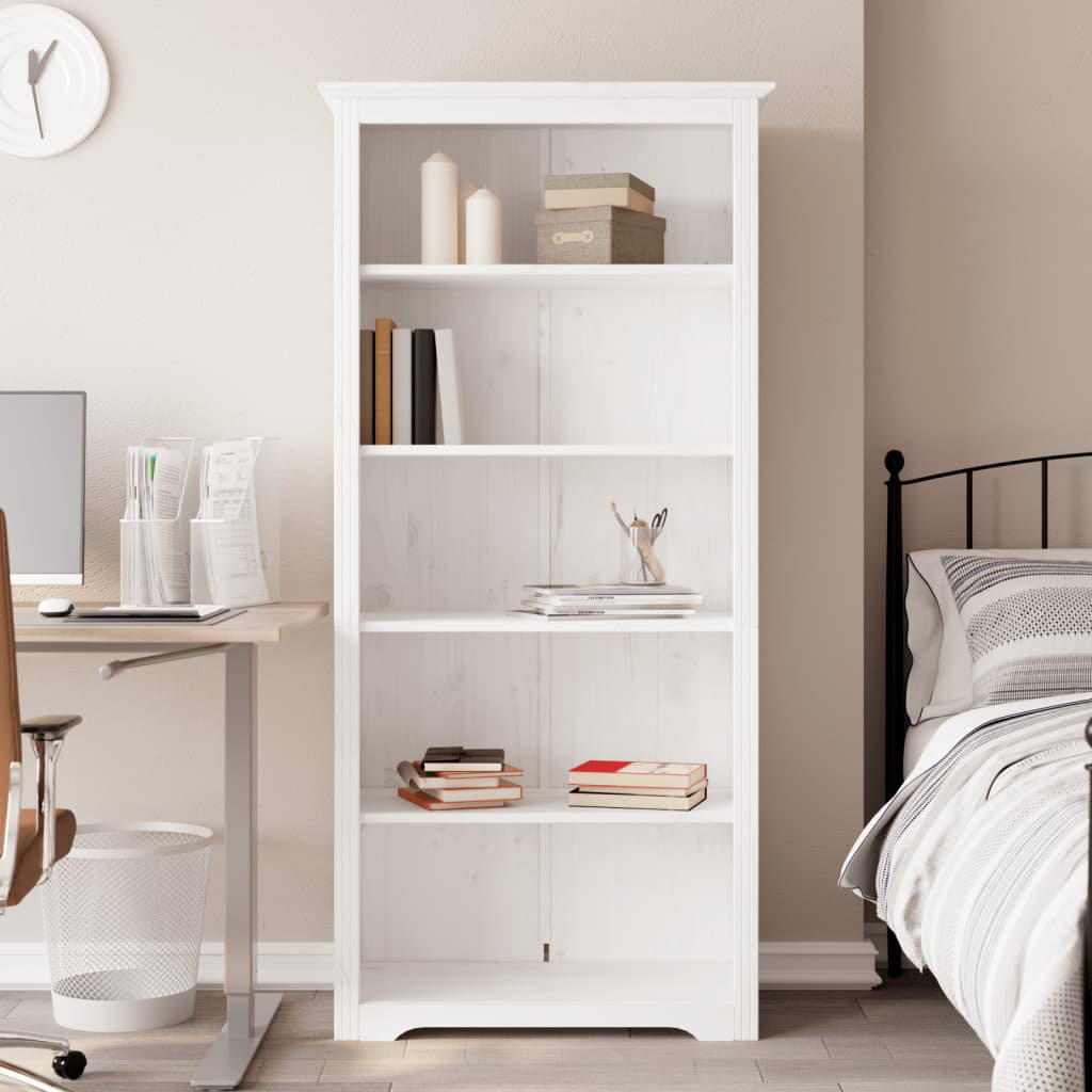 Rosalind Wheeler Bodo Bookcase "BODO" 82x40x173 cm Solid Wood Pine 5-Tier White