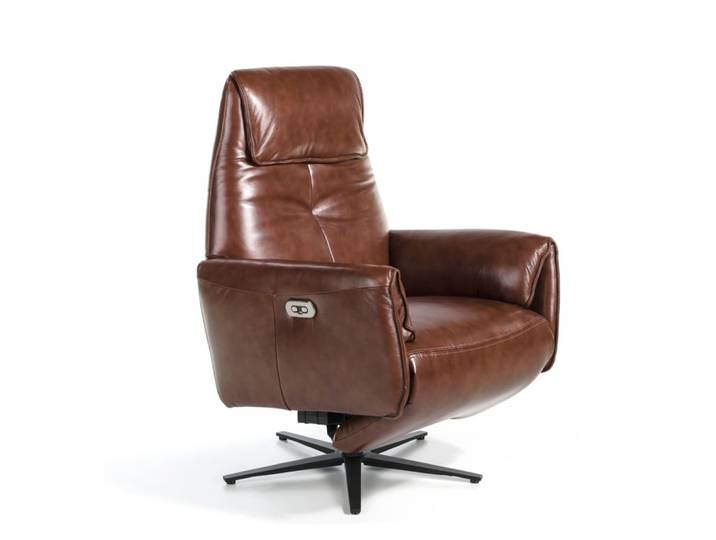 Fauteuil pivotant relax cuir brun