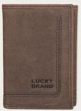 Lucky Brand Grooved Leather Trifold Wallet - Women's Accessories Clutch Wallet in Dark Brown, Size OneSize