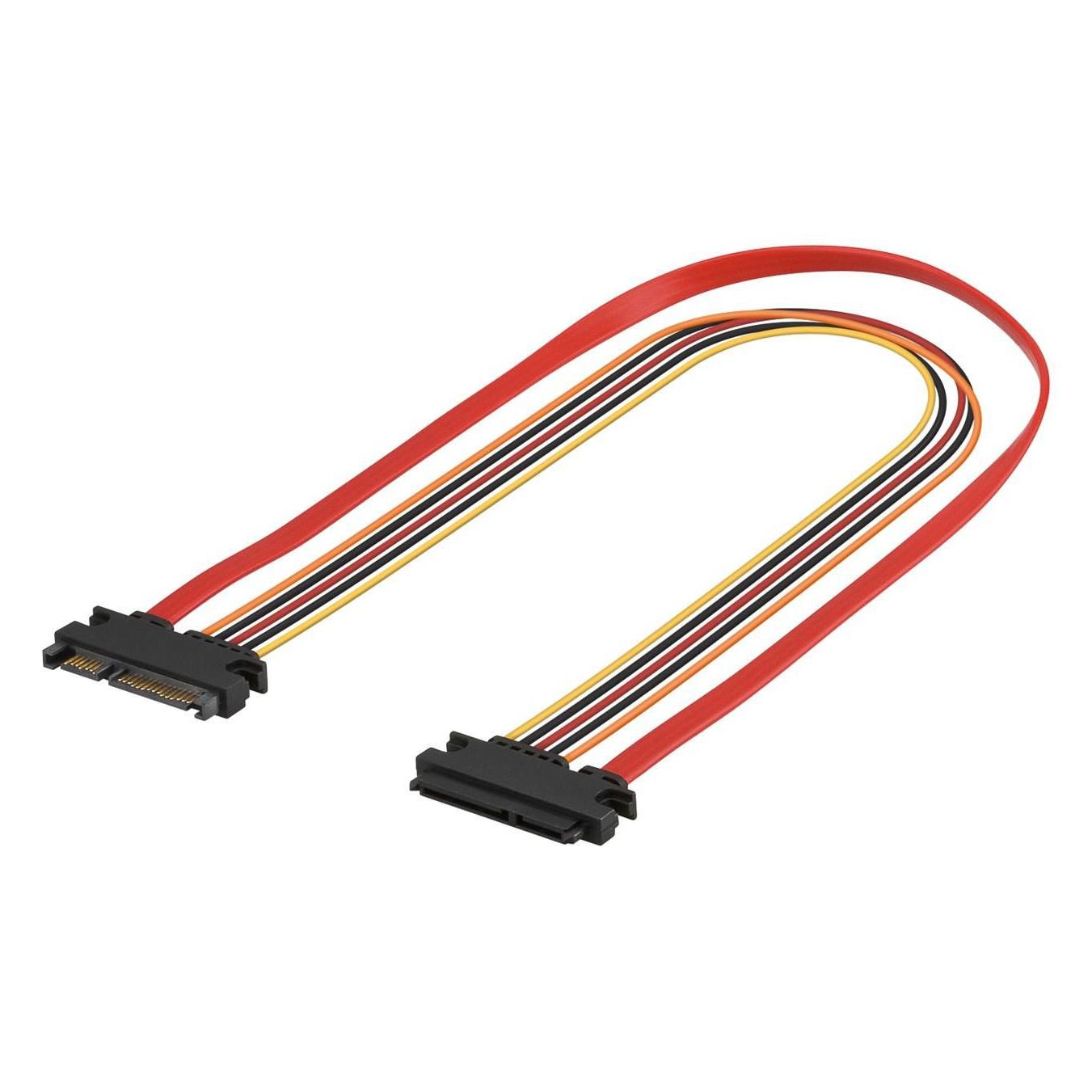 Exertis Connect SATA Verlängerungskabel, SATA 22 Pin Stecker an SATA 22 Pin Buchse (5V + 12V), 0,5 m zur Verlängerun (50 cm, SATA) (147500)