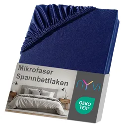 NYVI Spannbettlaken DreamScience Mikrofaser - Weich & Anschmiegsam, Rundumgummizug, Bügelfrei 90x200 - 100x200 cm navyblau