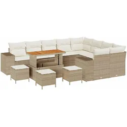 vidaXL Garten-Sofa-Set Höhenverstellbar 13 pcs Beige Poly-Rattan