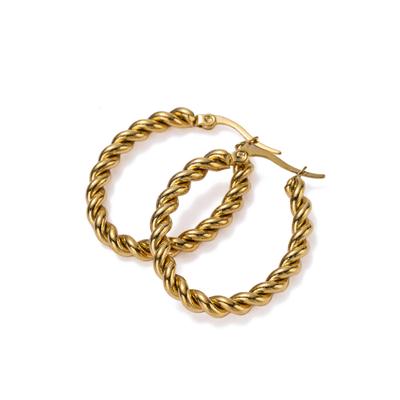 Paar Creolen FIRETTI "Schmuck Geschenk Edelstahl Ohrschmuck Ohrringe Kordel", gold (gelbgoldfarben), Ohrringe, Damen, Edelstahl, Made in Germany