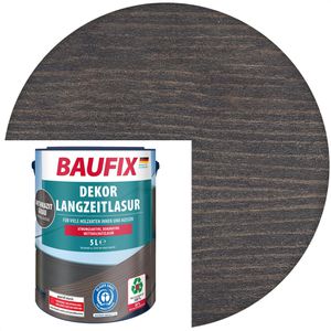 Baufix Holzlasur Dekor-Langzeitlasur, 5,0l, innen & außen, wetterfest, anthrazitgrau