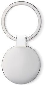 Porte-clés personnalisé rond ROUNDY métal blanc