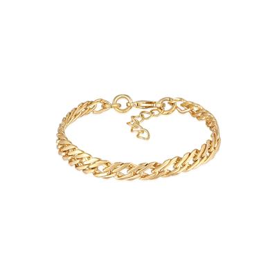 Armkette ELLI "Armband Panzerkette Gliederarmband goldfarben für Damen" Gr. 170, gold, Armbänder, Damen, Messing, Armkette