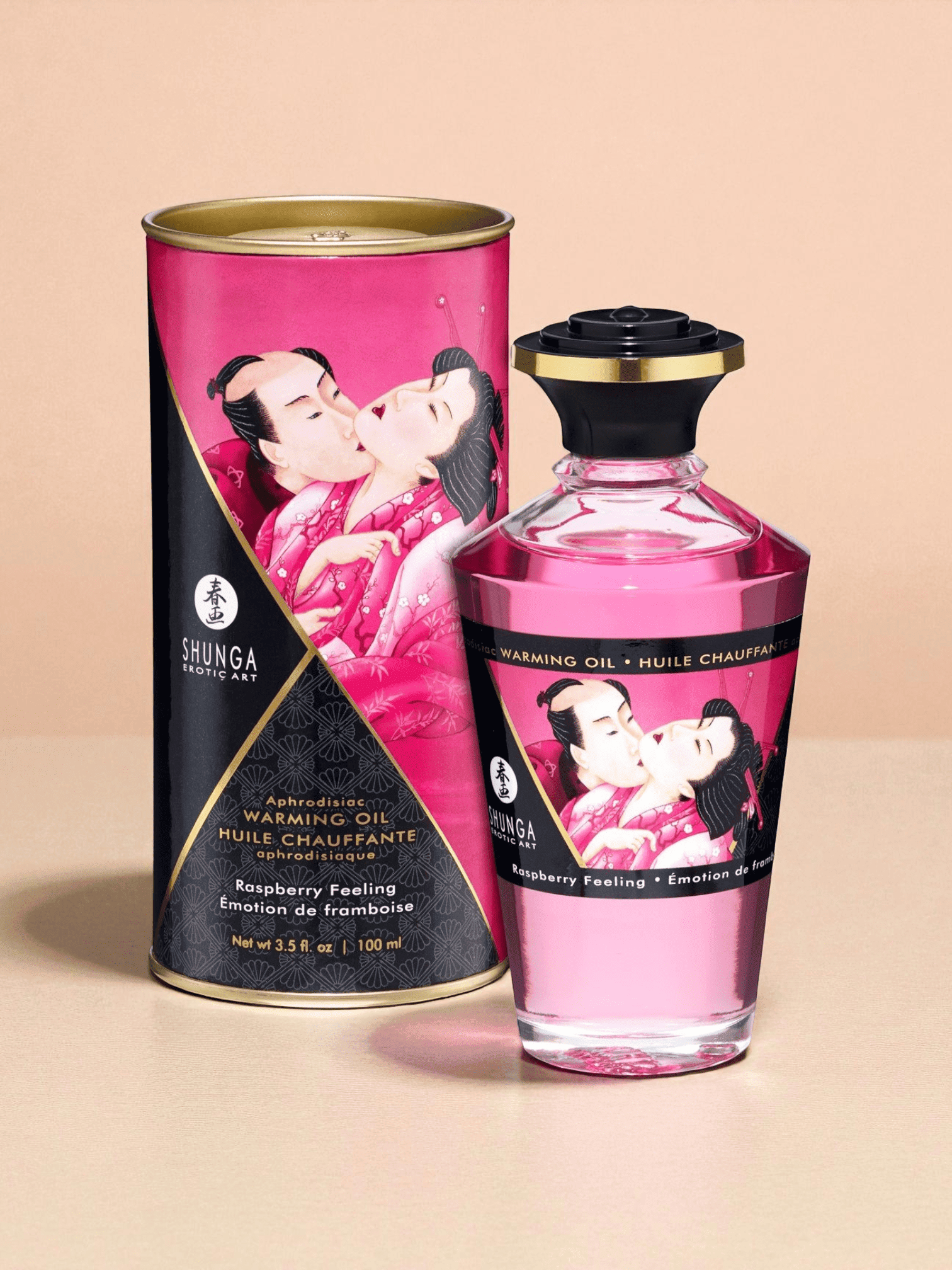 Shunga Huile chauffante aphrodisiaque emotion de framboise 100ml