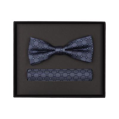 Fliege VENTI "VENTI Set aus Fliege und Einstecktuch gemustert", Herren, blau (graues mittelblau), 100% Seide, Fliegen