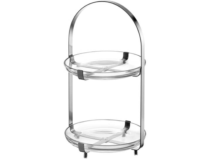 LEONARDO HOME CUCINA Etagere 1 Stück Moderne Glasetagere für Kuchen & Häppchen elegante Etagere für Brunch und Buffet Zeitloses Design für jede Gelegenheit Höhe 32 cm silber 025365