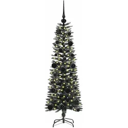 vidaXL, Weihnachtsbaum, Jasper (mit LEDs und schwarzen Bällen) (120 cm)