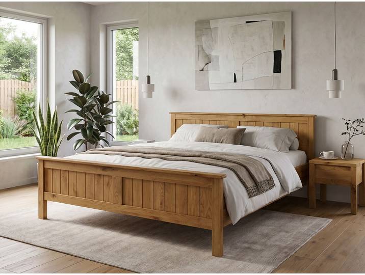 Bett „Patrick“ Wildeiche 200 x 220 cm Massivholz Wildeiche