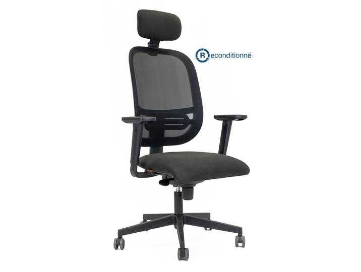 MONDOFFICE Fauteuil de bureau ergonomique reconditionné Ethica - Avec accoudoirs - Noir