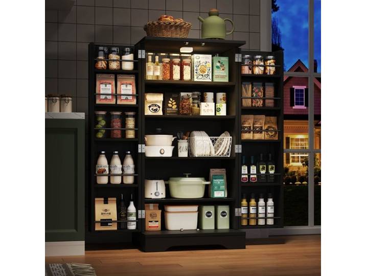 Meuble de cuisine meuble haut 120x60x40 éclairage LED à détecteur de mouvement rangement à 2 portes compartiments de porte