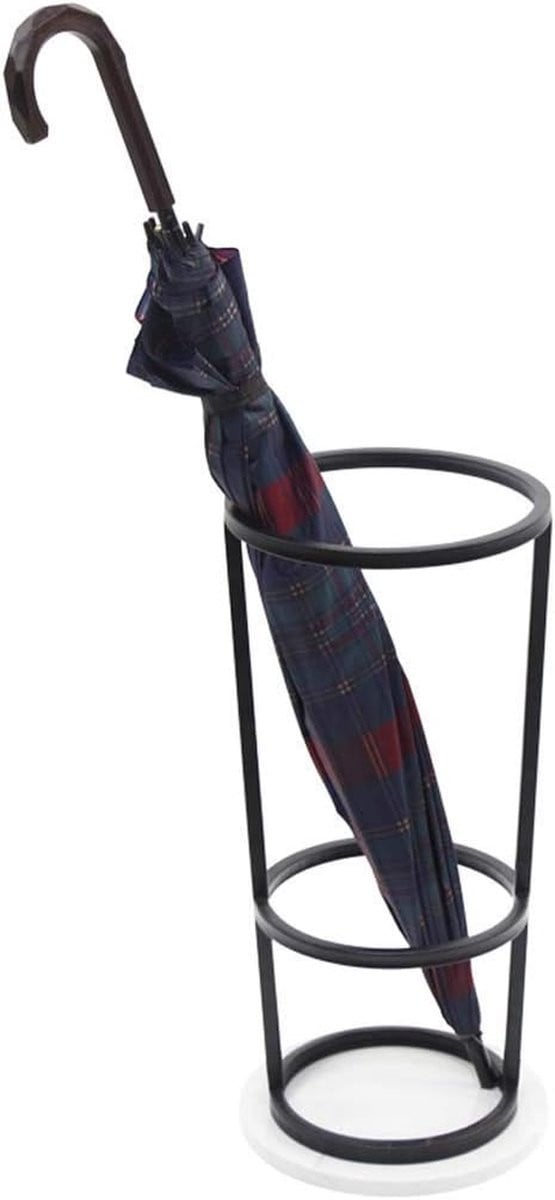 Zwarte metalen paraplu stand en parapluhouder met droogrek, Breedte: 25 cm, Hoogte: 55 cm