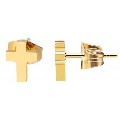 Paar Ohrstecker ADELIA´S "Unisex Ohrstecker aus poliertem Edelstahl mit Kreuz", silber, Ohrringe, Damen, Unisex, Edelstahl