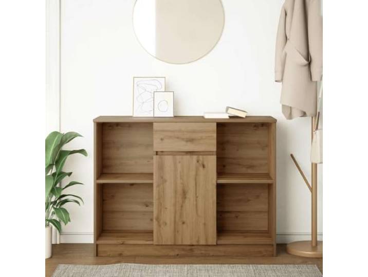 KTHLBRH Sideboard mit Schublade Eiche Handwerk 101 x 35 x 76 cm Spanplatte Stabiles technisches Holz, 1 Tür 2 Einlegeböden, individuell anpassbar, pflegeleicht