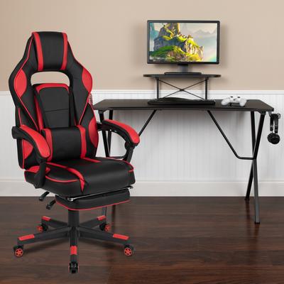 Flash Furniture Gaming Bundle-Cup/Headphone Desk & Reclining Footrest Chair