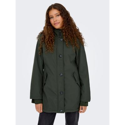 Parka ONLY "ONLOLIVIA LIFE PARKA COAT CS OTW", Damen, Gr. S, grün (peat), Web, Obermaterial: 100% Polyester, unifarben, Jacken Parka