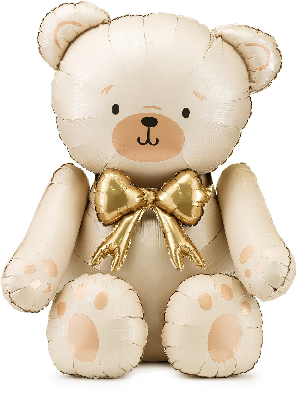 Party Deco Staande Folieballon Teddybeer Creme Goud 75 x 84 cm