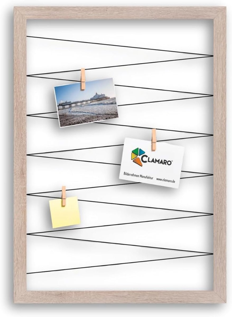 Fotohouder Collage Flex Fotolijst voor Muurdecoratie met Houten Clips, Sonoma Eiken, 40 x 60 cm