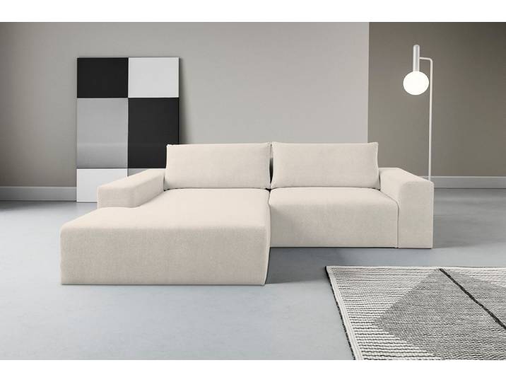 WERK2 Ecksofa Rio 262 x 188 cm, modern & bequem, aktuelles Design, breite Armlehnen, Webstoff, L-Form
