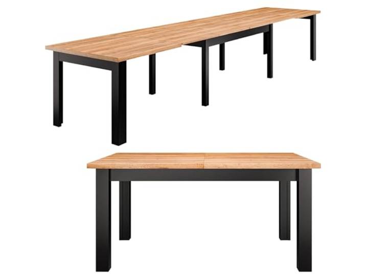 Gilberto Esstisch Ausziehbar Holz Buche – Esszimmertisch Massiv 200-440 cm – Küchentisch Esszimmer Wohnzimmer Modern – Holztisch Design Ausziehtisch Für Essen Dinning Küchen Stil Groß Schwarz