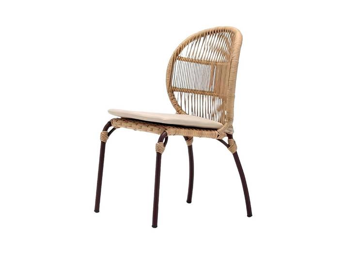 Xlmoebel Gartenstuhl Eleganter Rattanstuhl in Beige für Terrasse und Balkon, Hergestellt in Europa