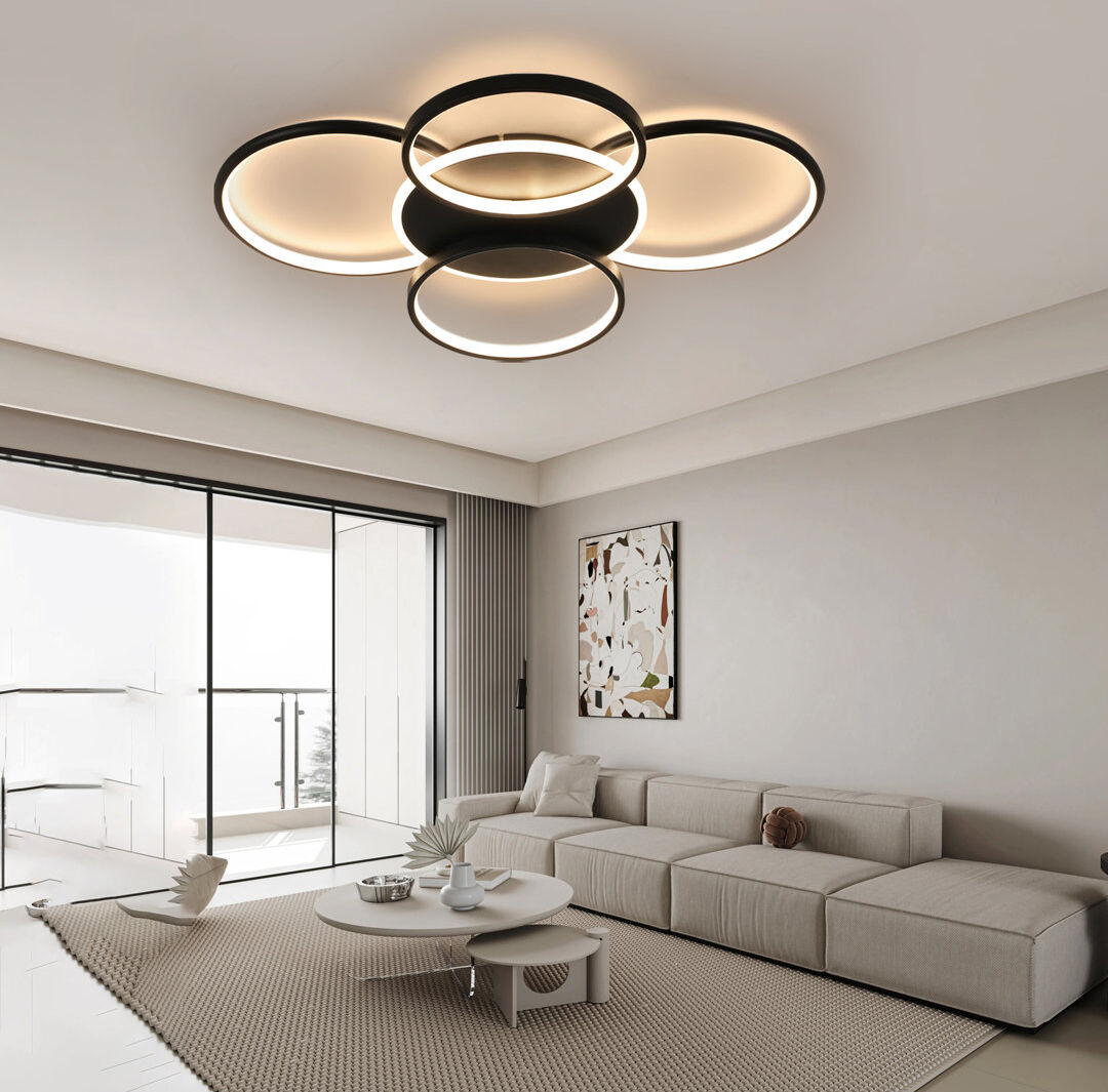 Metro Danielys LED Flush Ceiling Light 5-Lights, 67 cm Matte Black 6cm H X 67cm W X 56cm D