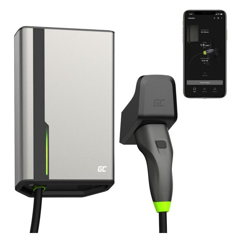 GreenCell Green Cell EVGC021A2275 Ladestation für Elektrofahrzeuge Grau Aluminium Wand 3 Eingebautes Display L (Typ 2, 32 A, 22 kW) (EVGC021A2275)