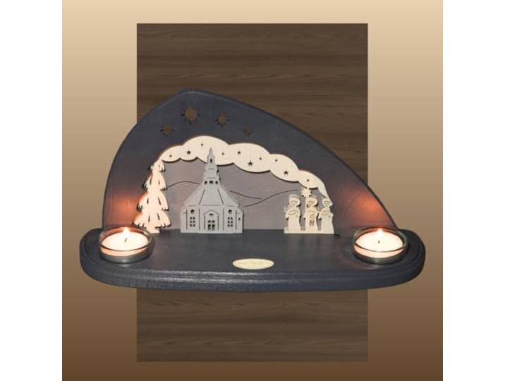 WEIGLA - Teelichthalter original Erzgebirge I Motiv Seiffen I für 2 Teelichte I Weihnachtsdeko I Teelichthalter aus Holz I modernes Design