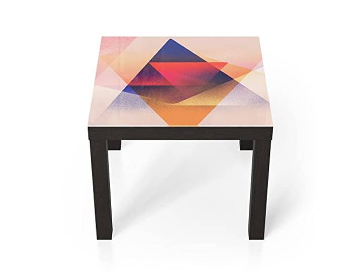 DEQORI Glastisch schwarz klein 55x55 cm Motiv Geometrie der Farben ausgefallener Beistelltisch aus Glas Hochglanz Couchtisch fürs Wohnzimmer moderner Couch Tisch mit Design
