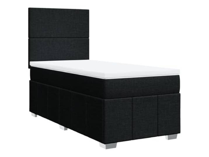 Makastle Boxspringbett mit Matratze Schwarz 90x200 cm 100% Polyester Stoff