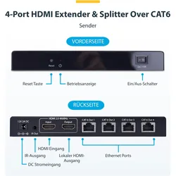 StarTech 4K7014IC-EXTEND-HDMI 4X HDMI EXTENDER/SPLITTER 4K NMS NS, Switch Box