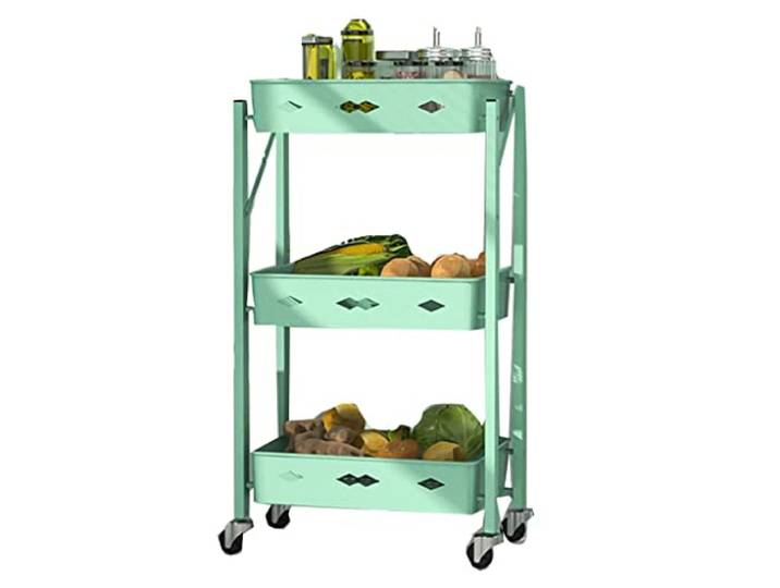 ROHCGHC Rollwagen, 3-stöckiger Aufbewahrungswagen mit Rädern Bad schmale Bereiche(/Green,B)