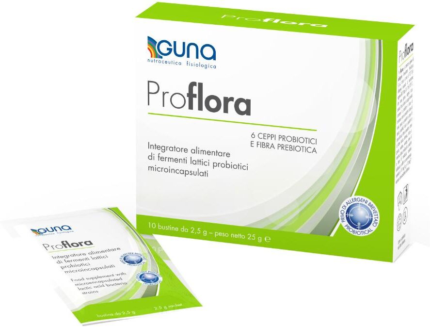 GUNA SpA Guna Proflora 10 Bustine da 2,5g - Integratore Probiotico Microincapsulato