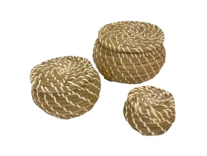 Ikea IKE-803.281.45 FRYKEN Lot de 3 paniers avec couvercle en jonc de mer