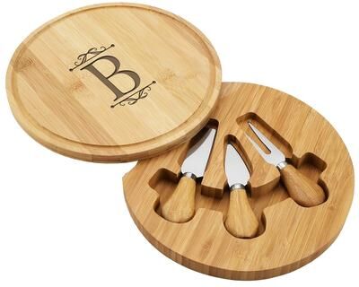 Picnic at Ascot Personalized Bamboo Charcuterie Board Set with Cheese Tools