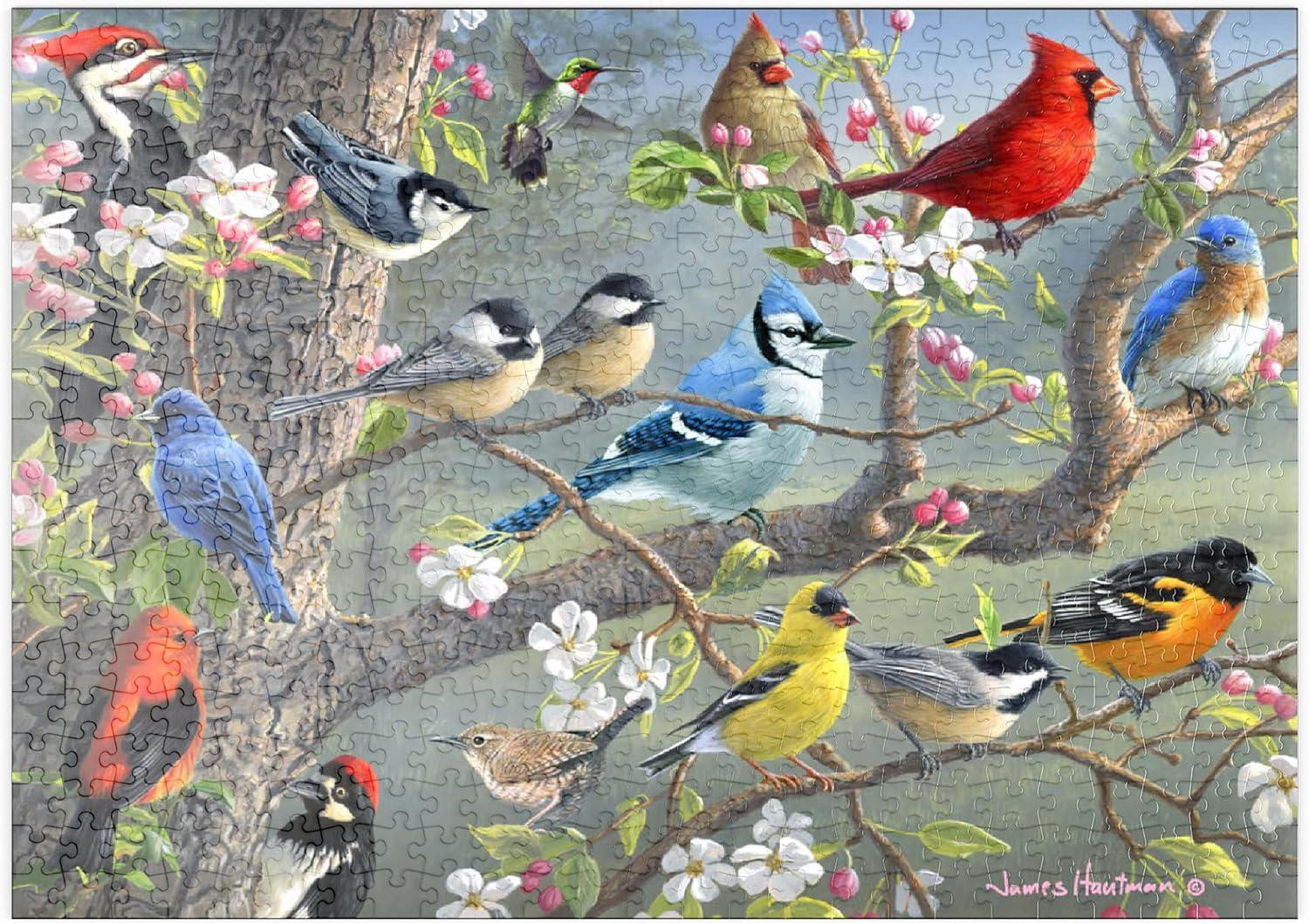 Legpuzzel Colorful Birds In The Blossom Tree voor volwassenen, 500 stukjes