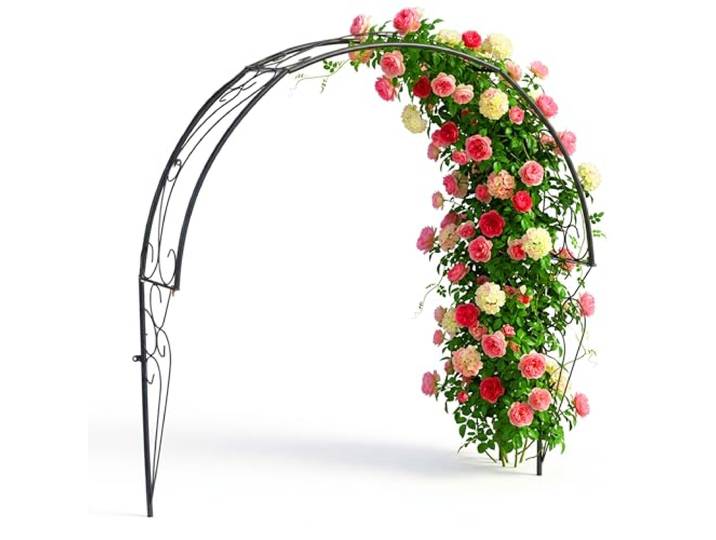 Relaxdays : Demi-Arche pour rosiers\, métal\, H x l x P : 105 x 100 x 21 cm\, Arche Murale pour fenêtres & Portes\, Noir