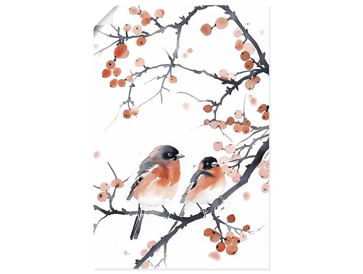 Wandbild ARTLAND Aquarell Gimpel , bunt (farbe bild(er): rot), B:20cm H:30cm, Papier, Bilder, Wandbild, als Alubild, Leinwandbild, Poster, Wandaufkleber in verschied. Grössen