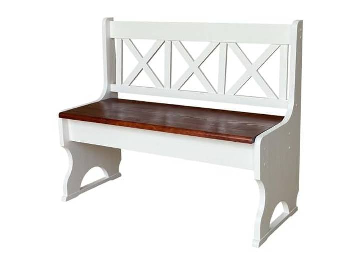 k koma Sitzbank Massivkiefer, 105 cm, Weiß/Calvadosfarben, 1 Stück, mit Lehne