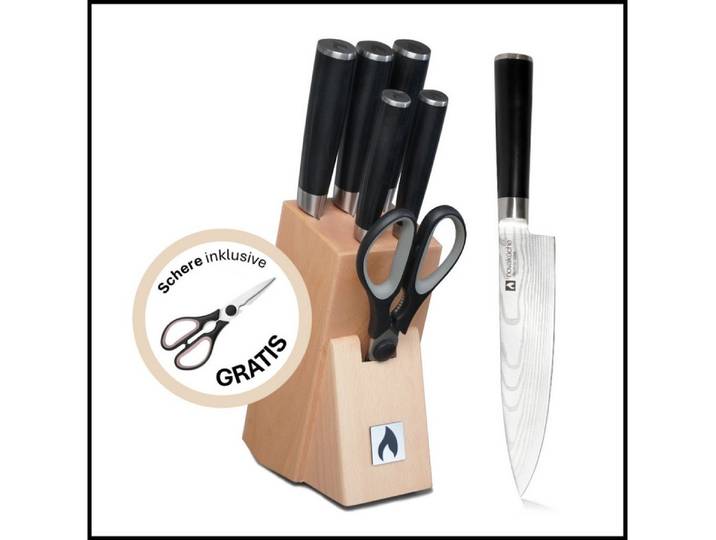 LIVINA HOME Messer-Set Profi Chefmesser Set – Küchenmesser aus hochwertigem Edelstahl (6-tlg), Schneidemesser, Profi Messer, Kochmesser, Oster Deal Sale!